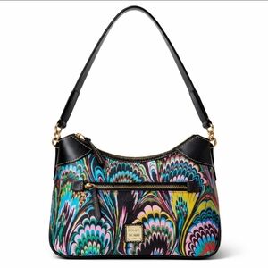 Dooney & Bourke Plumes Small Hobo NWT Rare Italian Coated Canvas